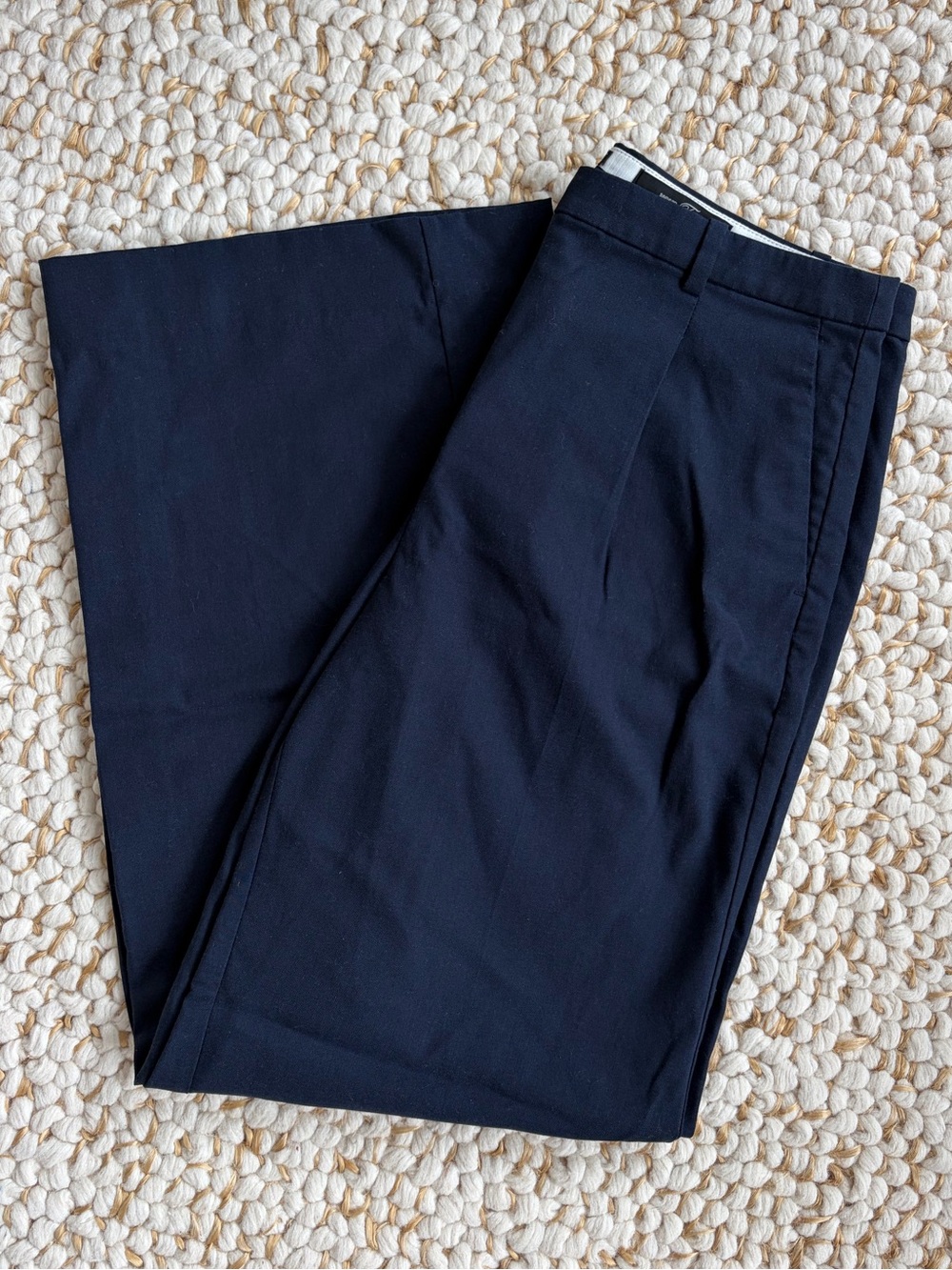 J. Crew Essential Wide-Leg Pant in Navy Wool Blend